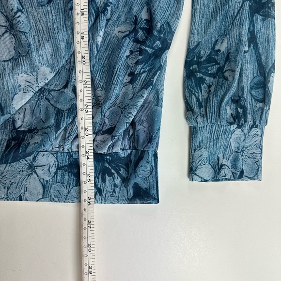 Timeson Women's Long Sleeve Scoop Neck Pleated Front Fitted Blouse Tops LARGE - Picture 8 of 11